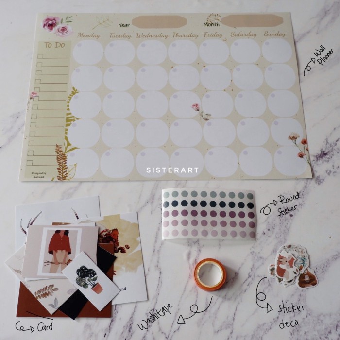 

[RESTOCK] wall planner planner dinding planner bulanan catatan notes kalendar - RUSTIC