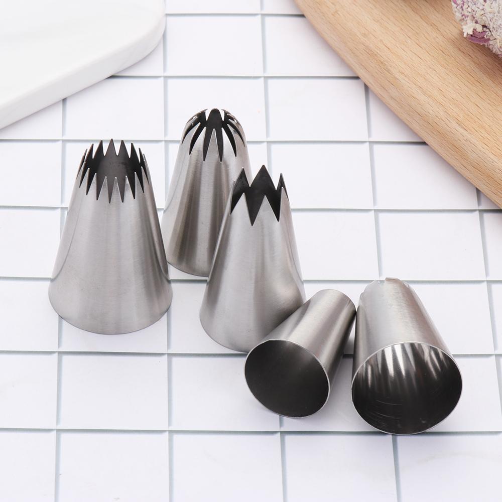 Solighter 5PCS Icing Piping Nozzle Bunga Bakery Pastry Tips Stainless Steel Aksesoris Dapur Cetakan Kue