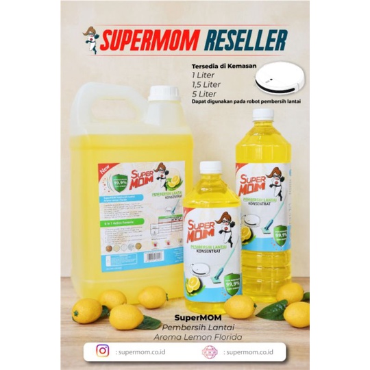 cairan pel pembersih lantai lemon super mom