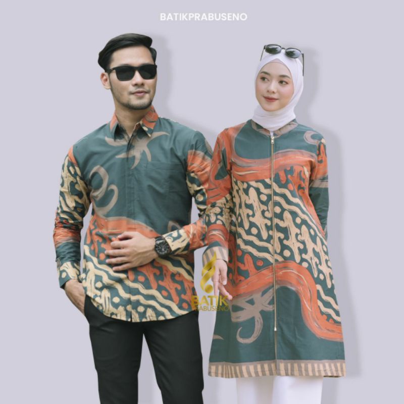 PRABUSENO // Couple Batik Printing Motif Nesa Couple Batik Modern Original Ori Batik Prabuseno Indon