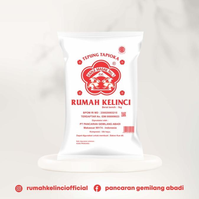 

vikriyansatyaveta5694 Tepung Tapioka / Kanji Merk RUMAH KELINCI 1kg per BAL TERLARIS TERPERCAYA ORIGINAL