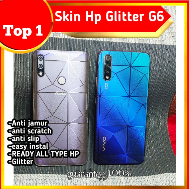 garskin hp + garskin camera anti gores belakang hp anti jamur glitter g6 all type all merek