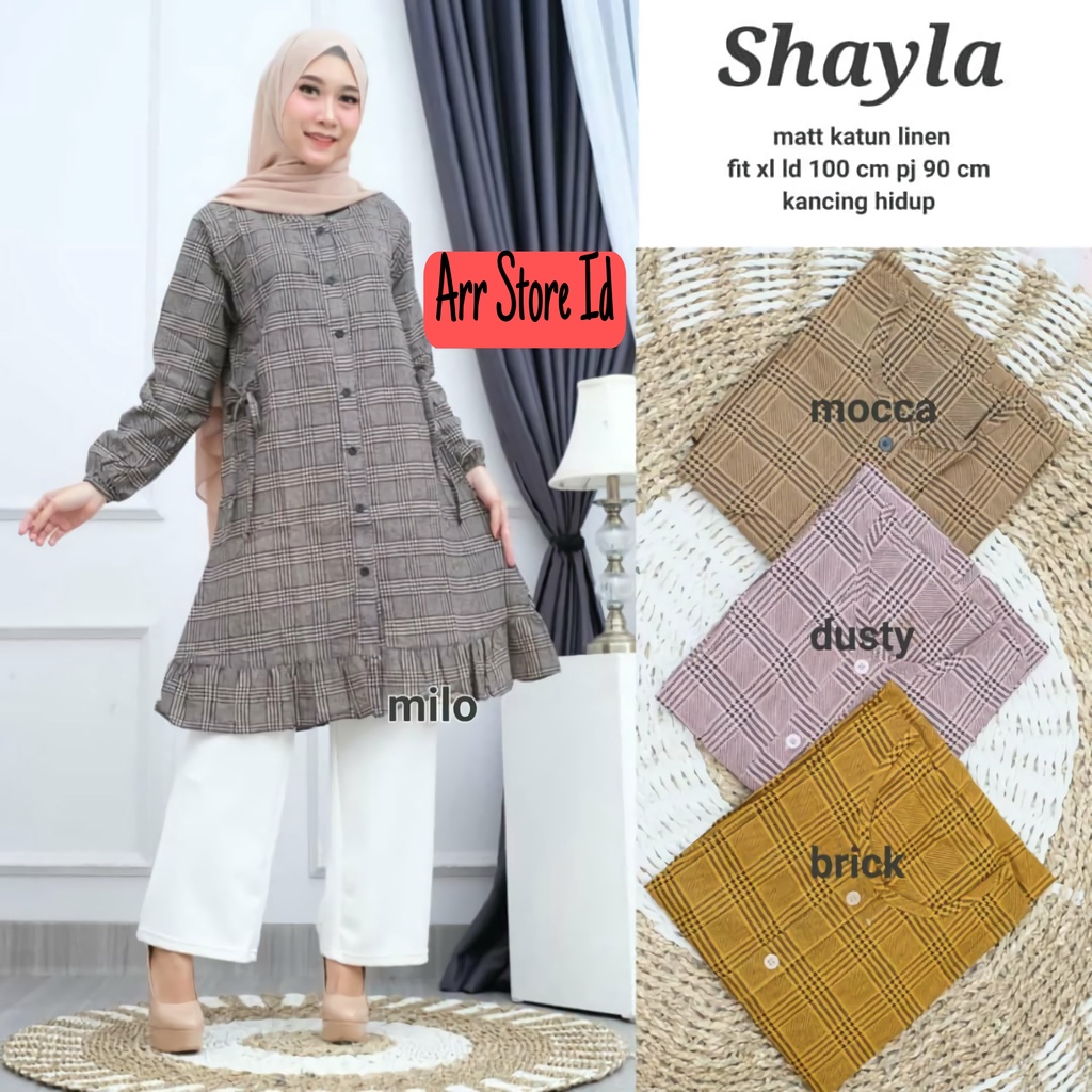 Baju Atasan Tunik Wanita Terbaru Motif Kotak Kotak Eksklusif Ld 100 P 90 Shayla Dress Allsize