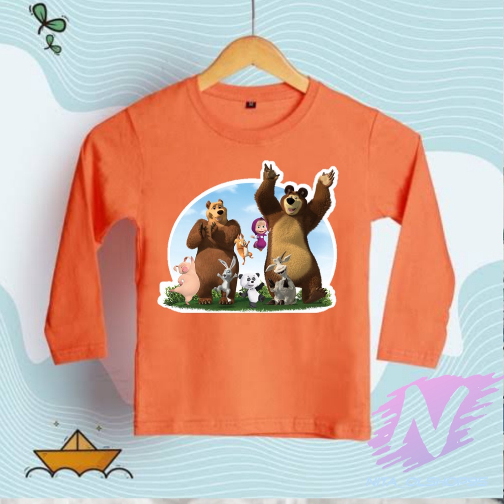 BAJU KAOS MARSA KAOS ANAK LENGAN PANJANG MASHA AND THE BEAR