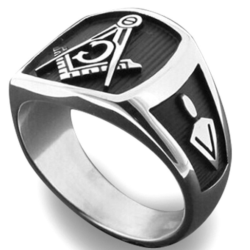 [X C Perhiasan] Hip Hop Rock Retro Pria Fashion Cincin Masonic Pesta Perhiasan Aksesoris