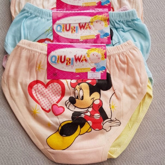 Celana dalam cewek 1-5 tahun isi 6pcs katun sablon minnie kitty mudah kering / pakaian dalam anak