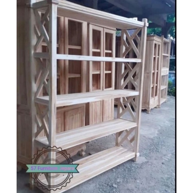 Rak Buku Besar Jati - Rak Perpustakaan - Rak Berkas Kantor Jati Mentahan