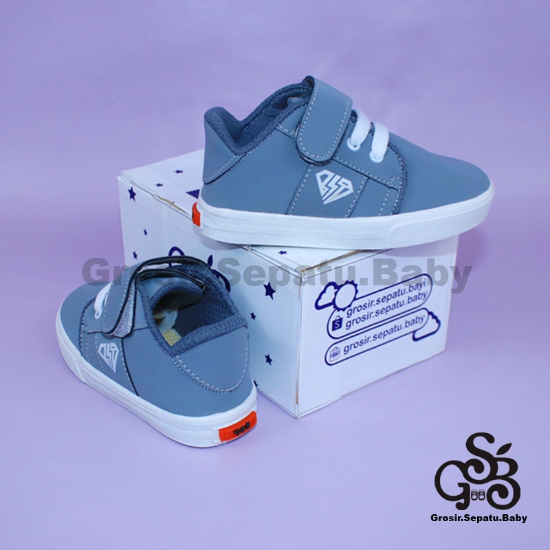 sepatu anak sneakers sepatu anak laki laki sepatu anak perempuan model casual strap kids ABU polos ringan fleksibel &amp; Anti Slip