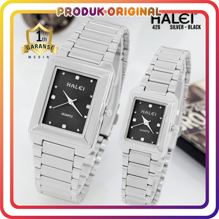 COD JAM TANGAN COUPLE HALEI ORIGINAL 426 RANTAI SILVER WATER RESISTANT STAINLES STEEL