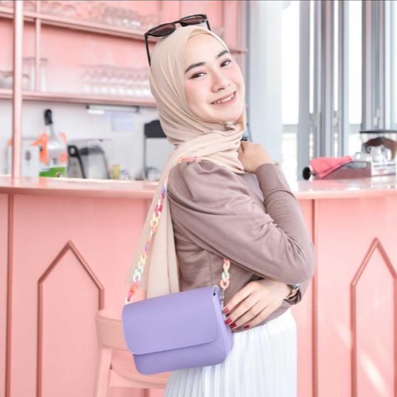 Tas Kulit Shoulder Bag LILAC KEKINIAN (FREE TALI AKRILIK) Tas Bahu LILAC Fashion WanitaTerbaru