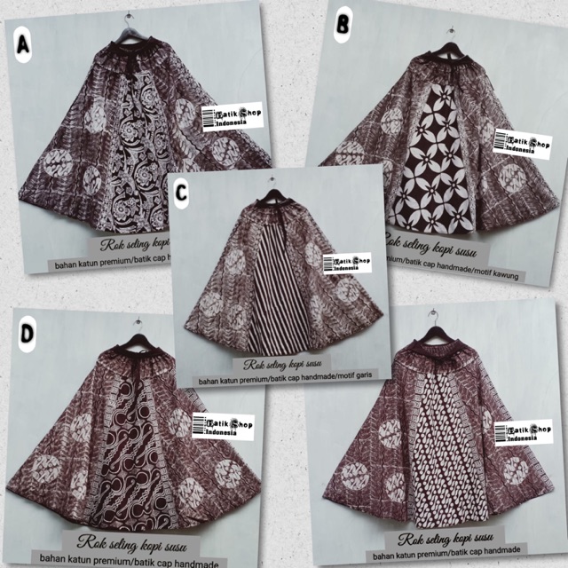 Rok Cap Cappucino Seling Kopi Susu Batik Klok Bawahan Kebaya Modern Kerja Kantoran Muslim Payung