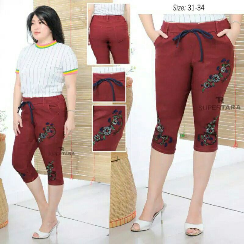Celana 7/8 jumbo bahan katun Stretch