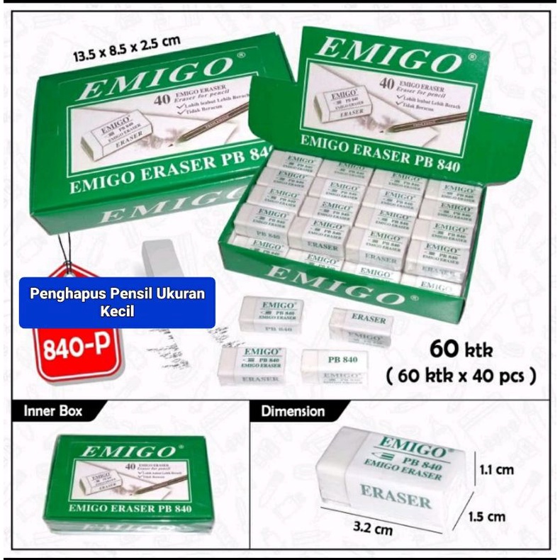 

Emigo Pencil Eraser/ Penghapus Pensil Ukuran Kecil