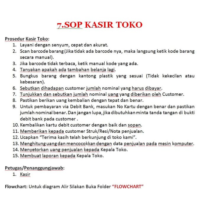 Sop Minimarket Flowchart Jobdesc Panduan Standardisasi Toko Sh554 Shopee Indonesia