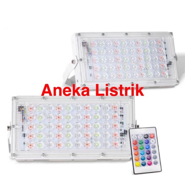 LAMPU SOROT LED RGB 50W 220V / WARNA WARNI LED SOROT REMOT 50WATT//LAMPU SOROT/LAMPU LED/LAMPU WARNA