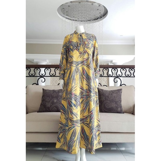Gamis motif abstrak by edness kayla syari maxi bahan rose crepe size S M L XL original muslim wanita