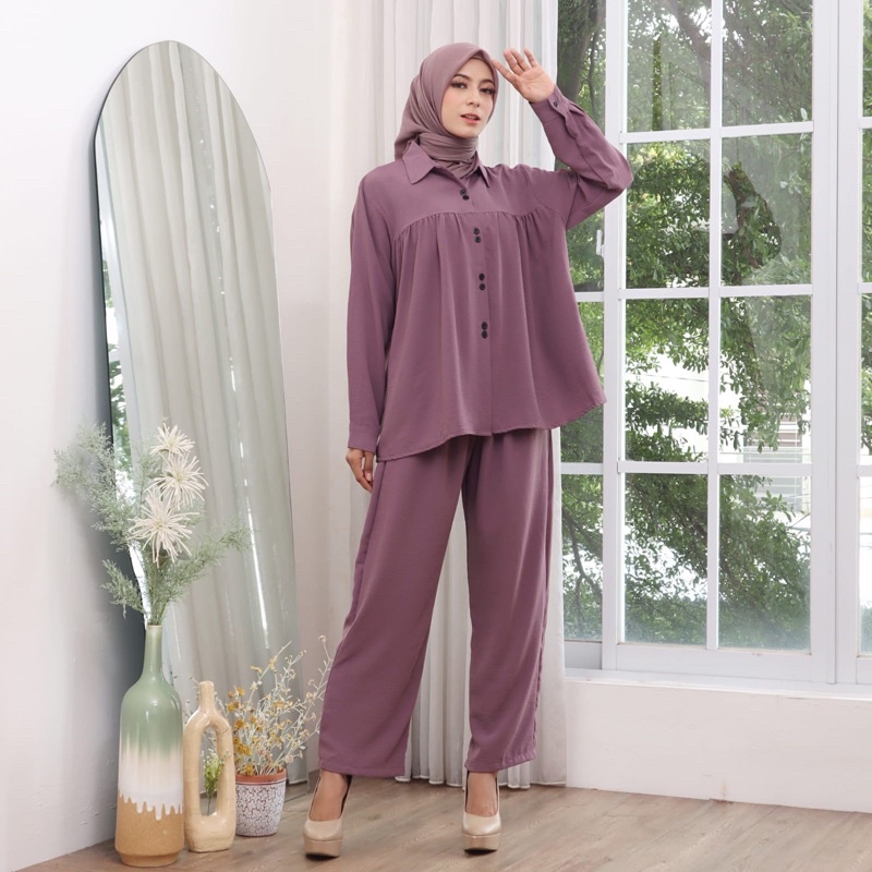 SETCEL RAYON CRINKLE SIMPLY KANCING BUSUI SET STELAN MUSLIM POLOS MURAH GROSIR MODELLANO SALE BUMIL