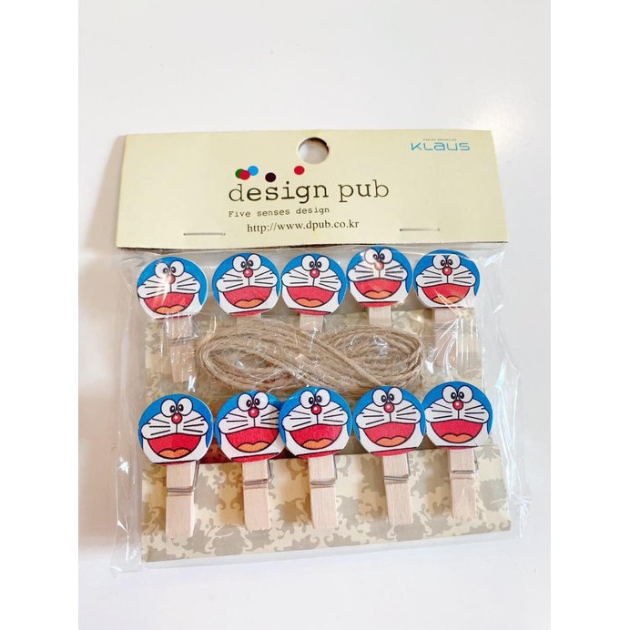 Klip Jepit VARIASI KARAKTER + TALI rami Jepit kayu /Wooden clip - BOY