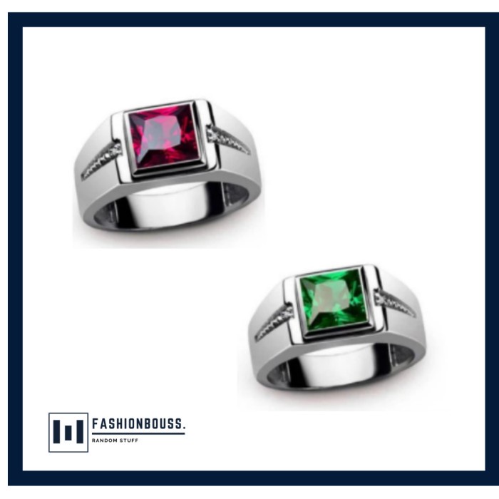 CINCIN PRIA / CINCIN BATU RUBY / CINCIN RUBY / CINCIN RUBY MERAH HIJAU - Merah, 9