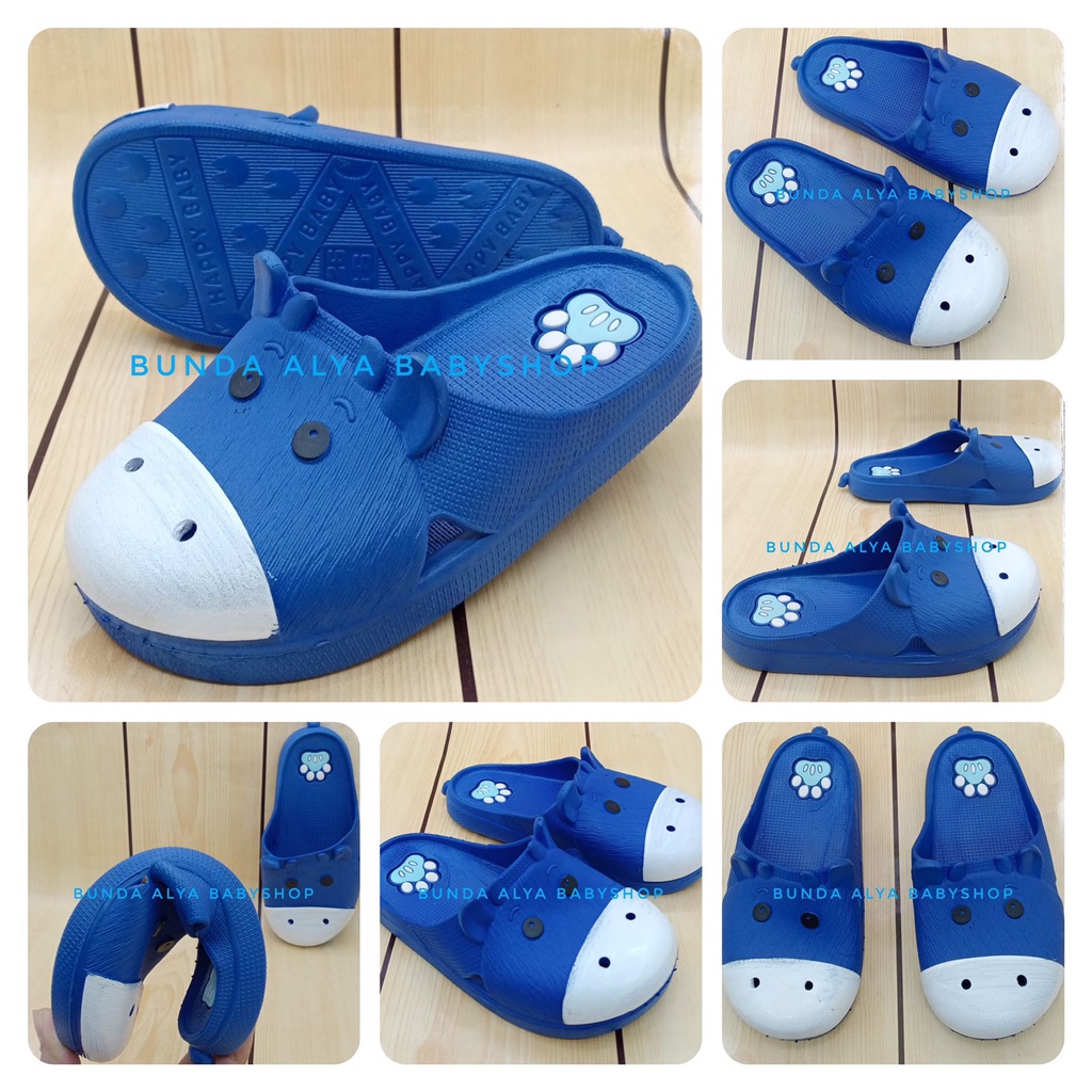 Sandal Anak Perempuan IMPORT Usia 4 5 6 7 Tahun Elastis BIRU Motif Lucu - Sendal Anak Perempuan Santai Nyaman Bahan Karet Lentur Elastis Size 25 - 36 Anti Licin
