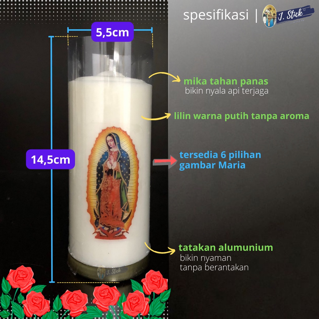 LILIN DOA / DEVOSI, Gambar MARIA (tinggi 14,5 x dia. 5,5 cm)