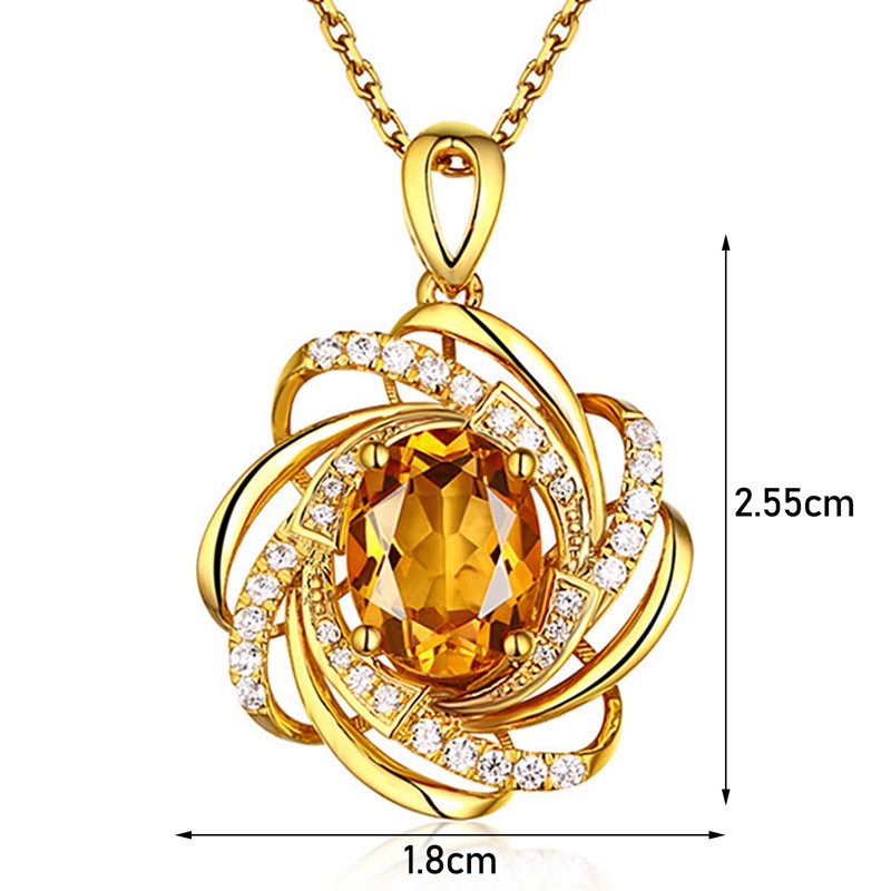 Sapphire Kalung Liontin Kristal Safir Bentuk Oval Spiral Bunga Gaya Elegan Romantis Untuk Wanita