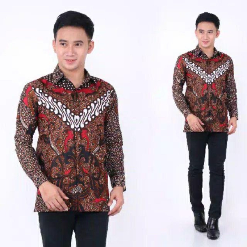 BATIK PRIA SIZE M L XL XXL BSWART Batik HRB026 Kenongo Hem Panjang Padi