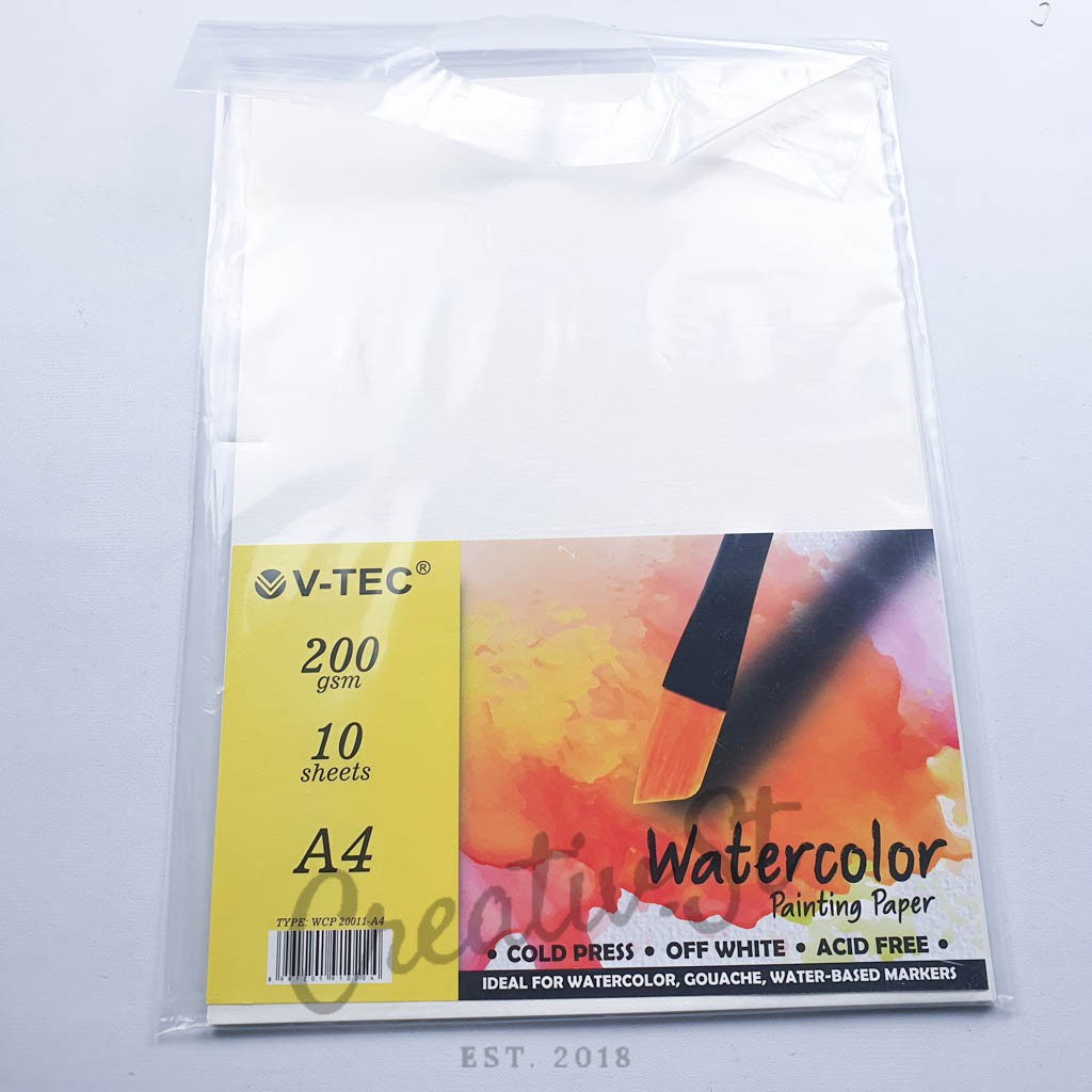 

V-TEC Water Color Paper 200 Gsm Cold Press 10 Sheet A4