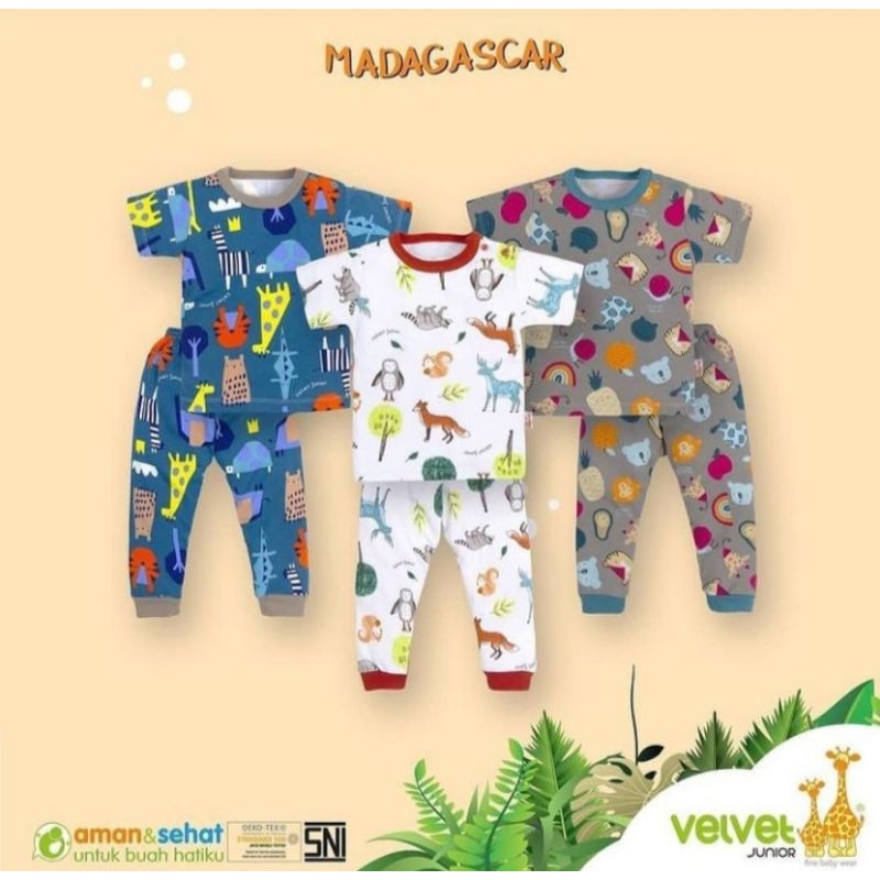 Velvet junior Madagaskar Series Setelan Tangan Pendek Celana Panjang