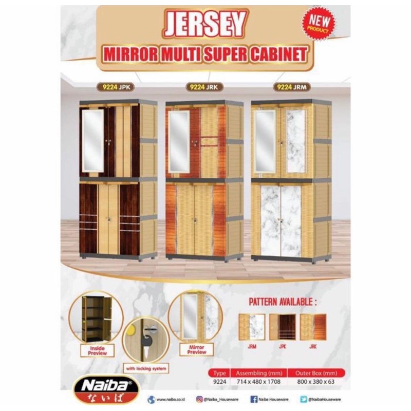 Lemari Plastik Naiba Jersey  Miror 4 sususn
