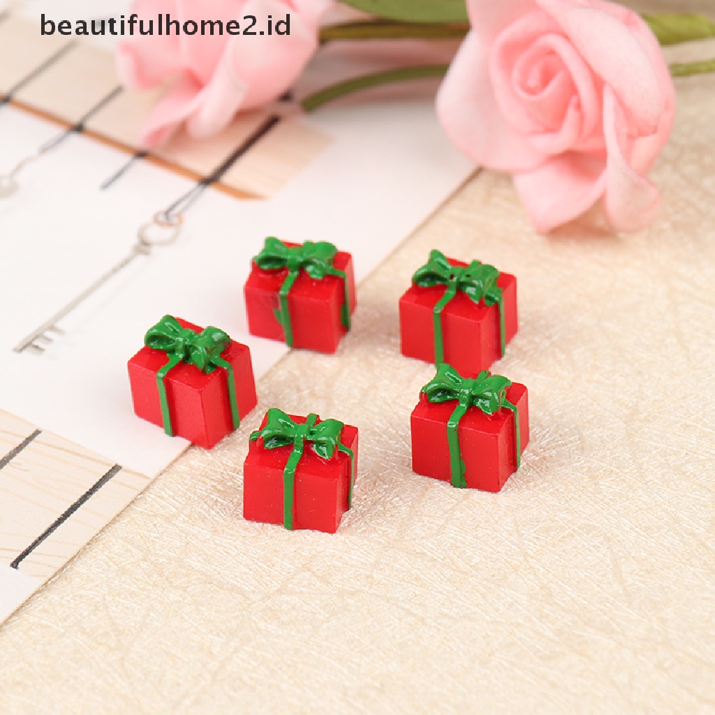 (beautifulhome2.id) 5pcs / Set Mainan Miniatur Kotak Hadiah Skala 1: 12 Untuk Dekorasi Rumah Boneka