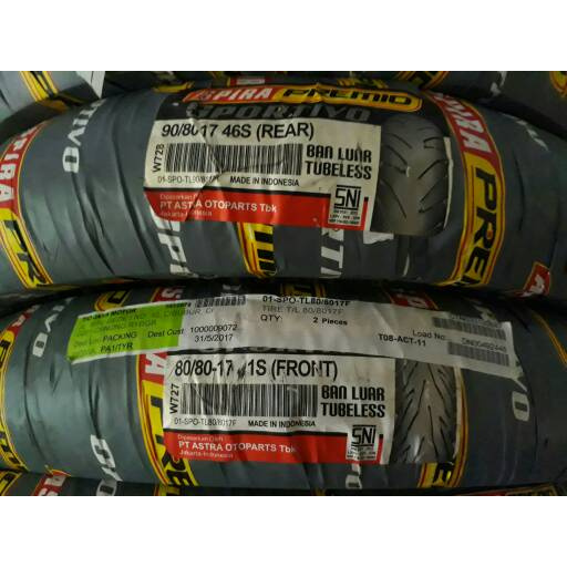 PAKETAN BAN !!! 80/80-17 & 90/80-17 ASPIRA PREMIO SPORTIVO TUBELESS Ori