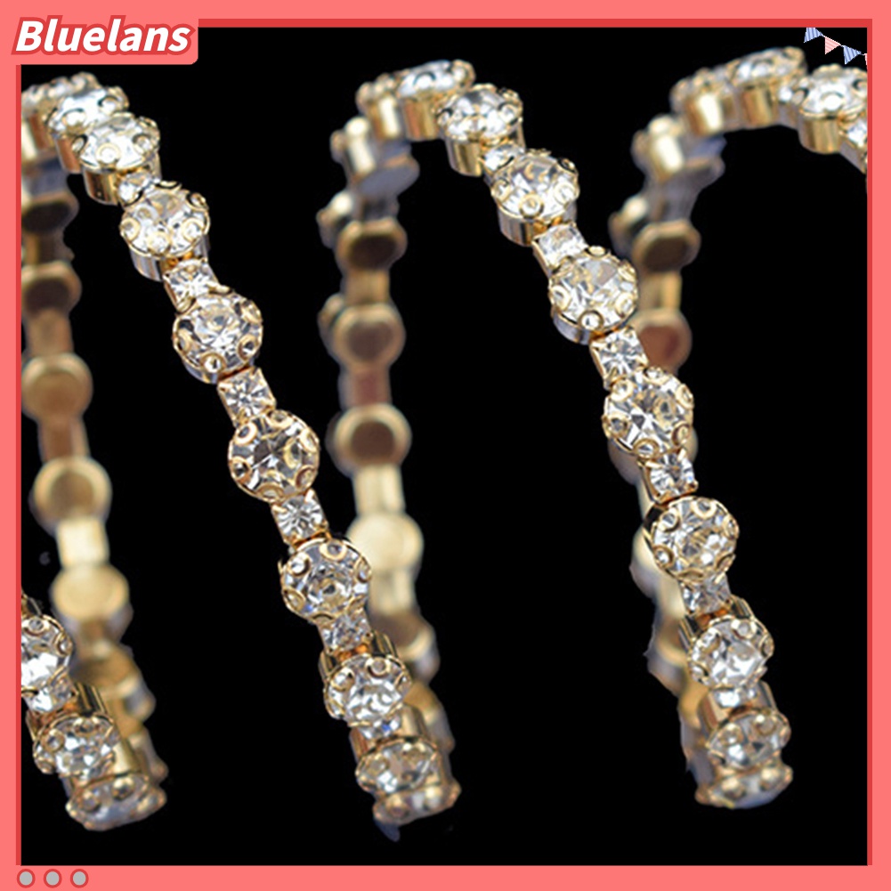 Bluelans Gelang Bangle Cubic Zirconia Multi Baris Untuk Wanita