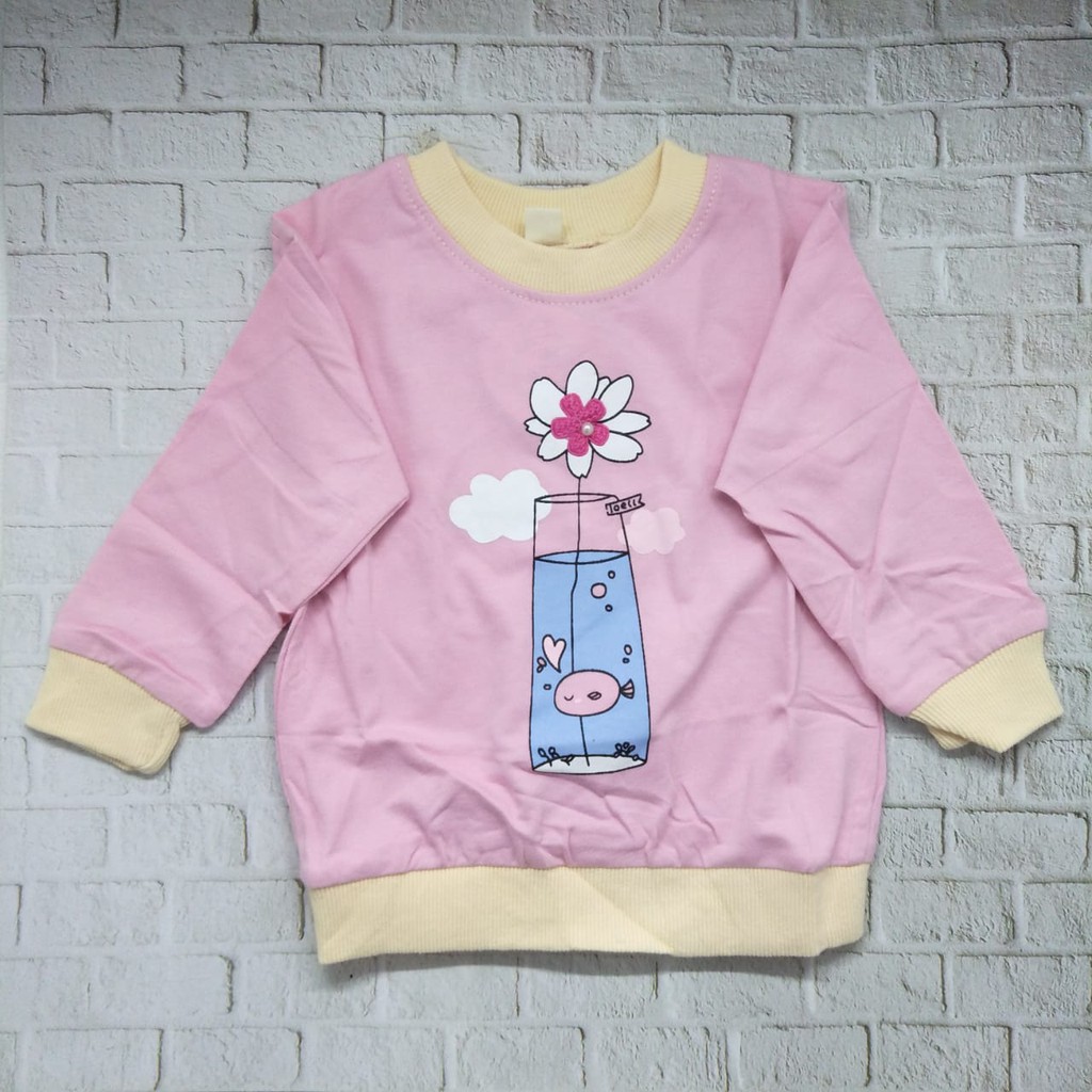 Sweater / Baju anak perempuan lucu murah usia 1-4 thn 100% import kualitas premium gambar FLOWER