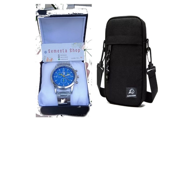 paket keren jam tangan plus tas SB pria cowok kado ulang tahun