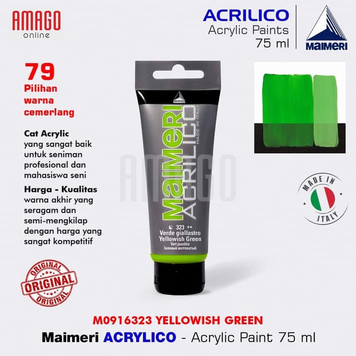 MAIMERI ACRILICO - ACRYLIC PAINT - YELLOWISH GREEN - 75ML - M0916323