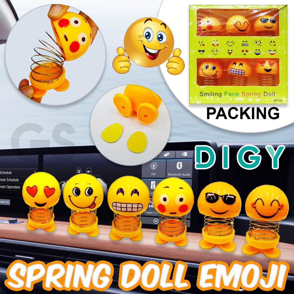 termurah mainan Spring Doll Mobil Boneka Emoticon Bebek Led dan Non Led