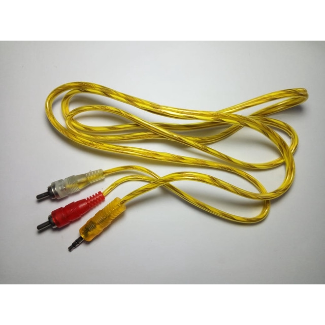 [DEV-9049] KABEL 2 JACK RCA TO 1 JACK MINI STEREO 3.5MM TRANSPARAN 1.5 METER KUNING