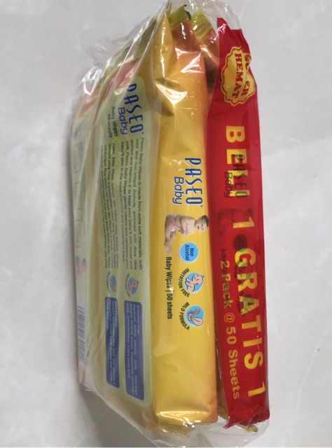 Tissue tisu basah paseo baby wipes 50 sheets buy 1 get 1 free-3