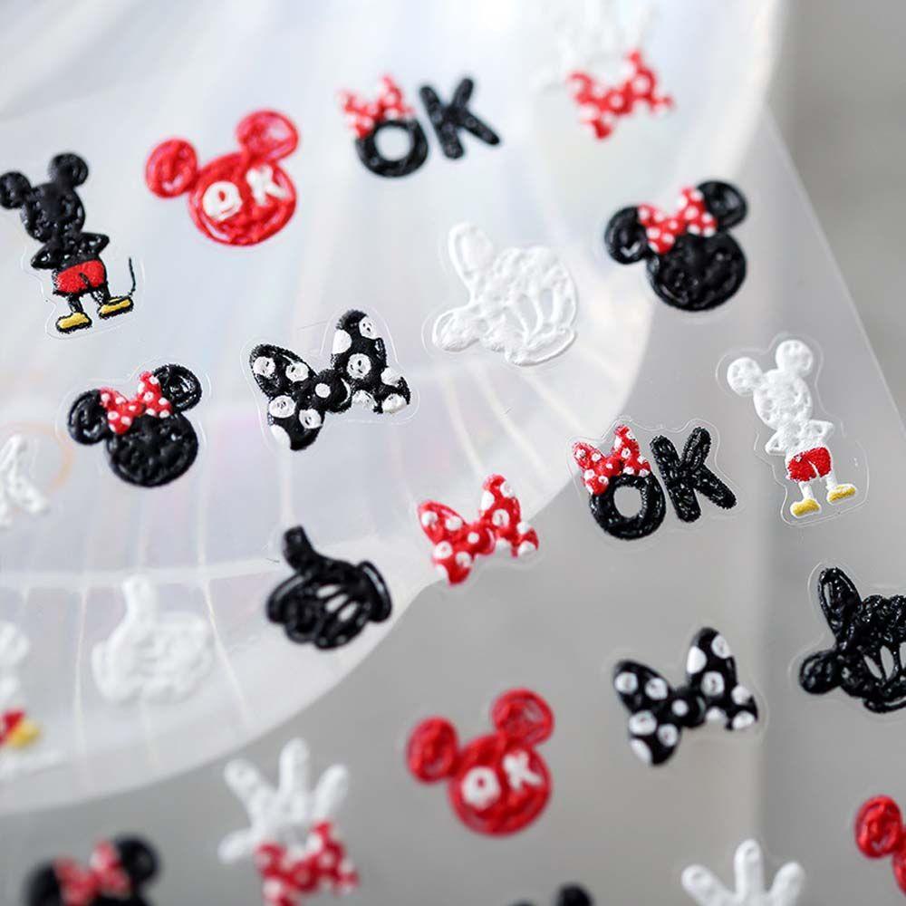 Stiker Kuku Motif Kartun Mickey Minnie Mouse Gaya Jepang Untuk Dekorasi Nail Art