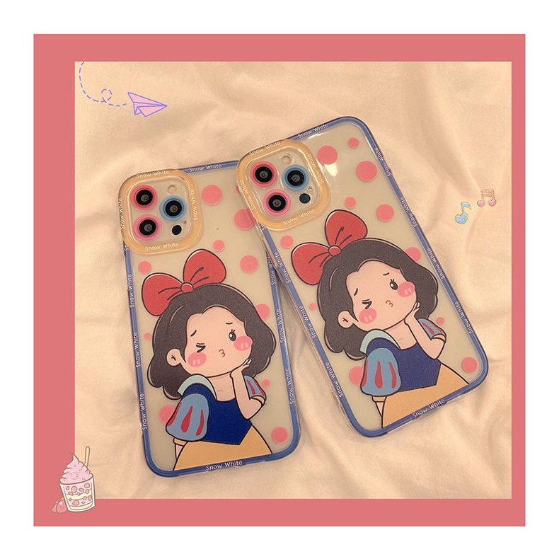 Transparan Putri Pola Ponsel Case untuk iPhone 12 11 13 Pro Max 7 8 Plus SE 2020  Pro XR XSMAX B66sfd