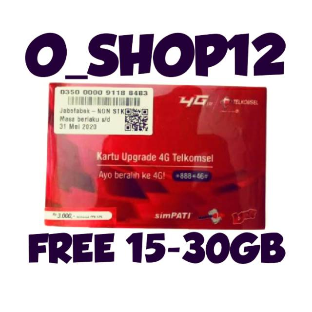 Upgrade perdana Telkomsel Bonus 15-30GB