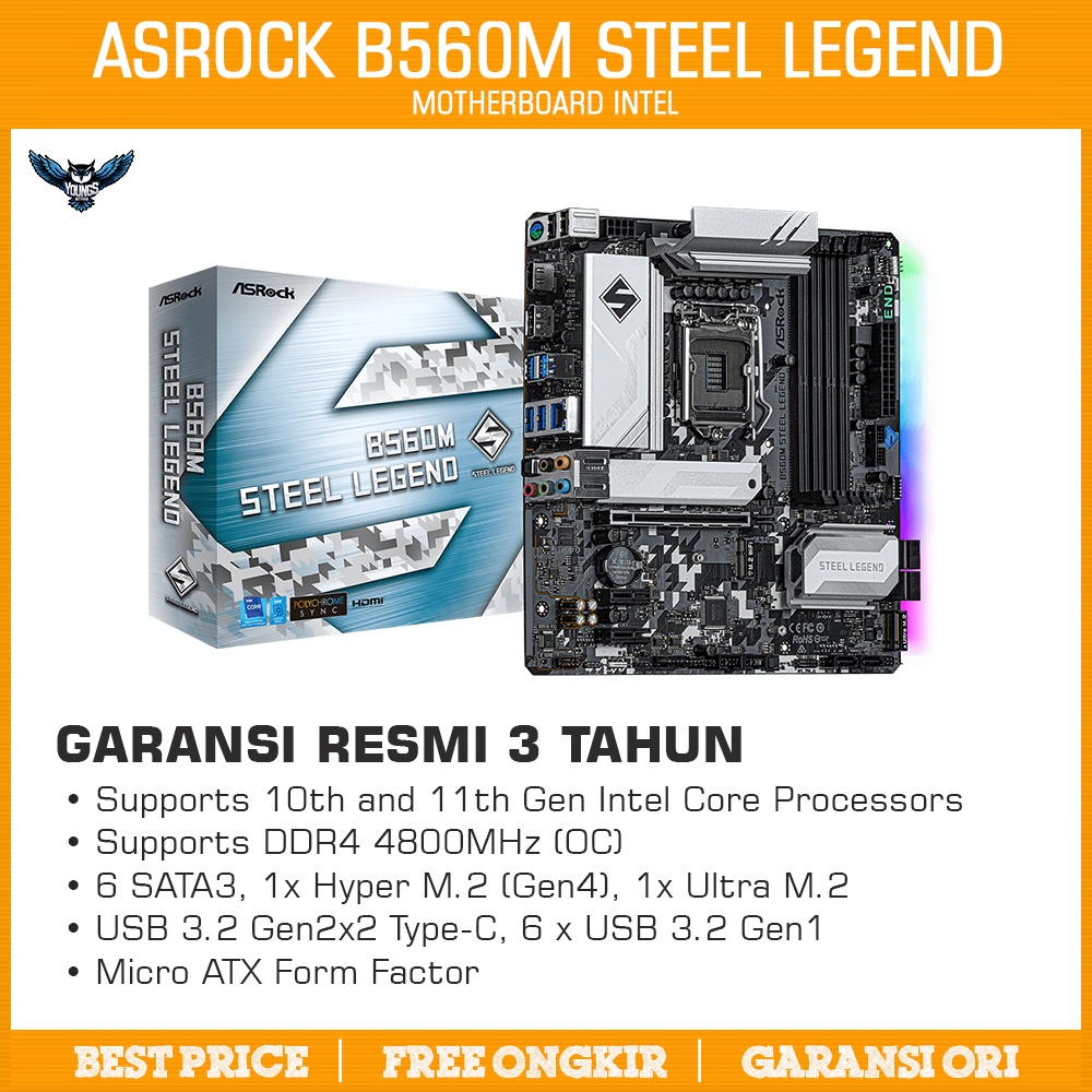 ASRock B560M Steel Legend (Socket Intel LGA 1200, Gen11, Gen 10, DDR4)