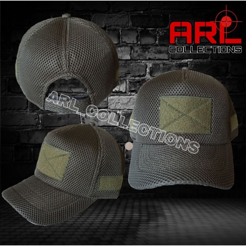 Topi jaring hijau army / topi jala army double mes