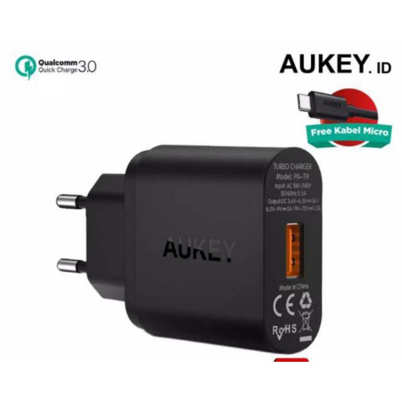 Charger Aukey Original 3,0A/Usb Micro