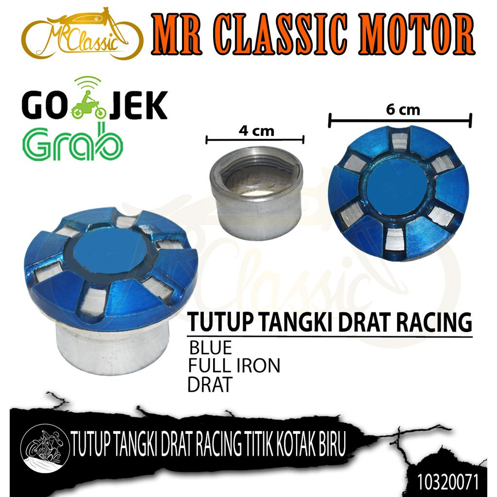 Tutup Tangki Motor Custom Variasi Drat Racing Titik Kotak Biru