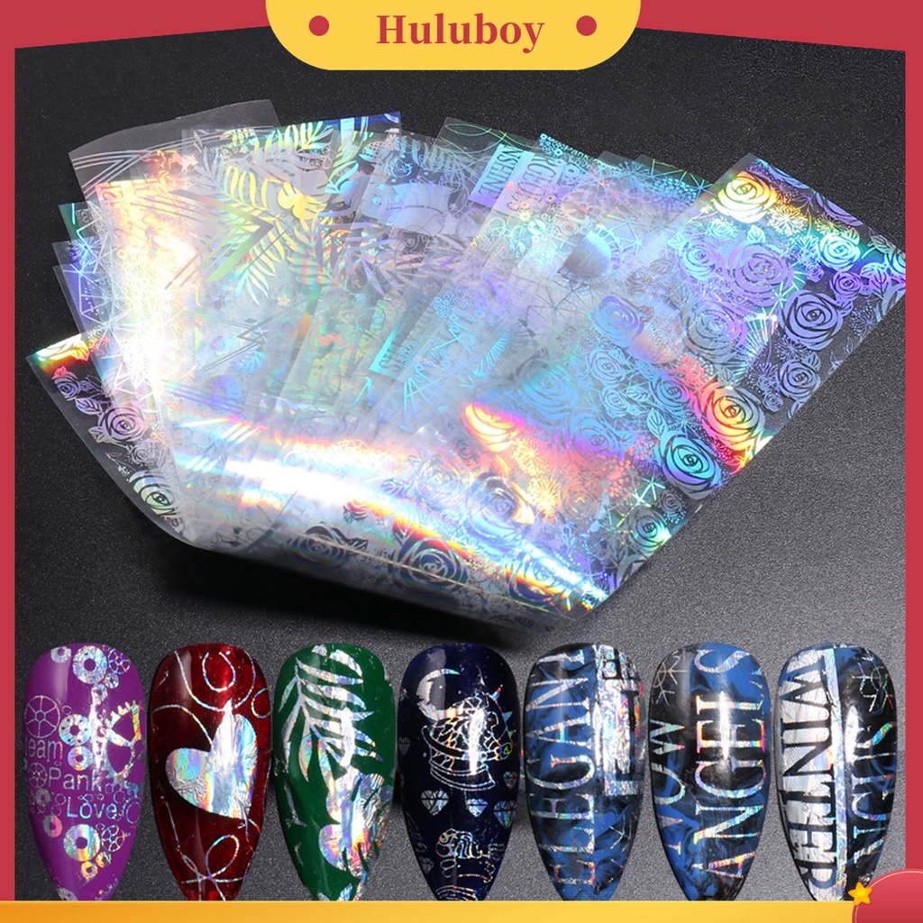 Huluboy Huluboy♡ 10pcs / Set Stiker Kuku Transfer Foil Motif Bintang Efek 3D Untuk Dekorasi Manicure