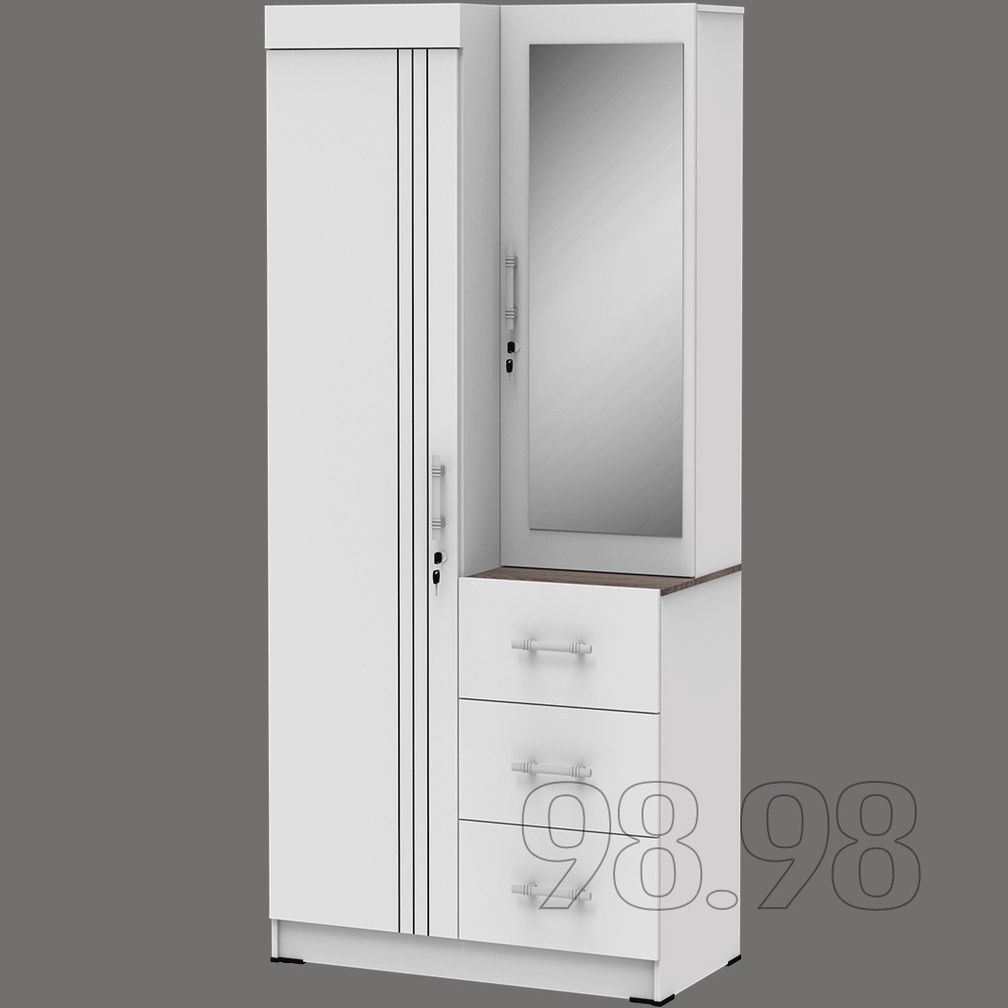 Lemari Pakaian 2 Pintu Minimalis - Lemari Pakaian Set Meja Rias - Lemari Pakaian Quindra - Medan