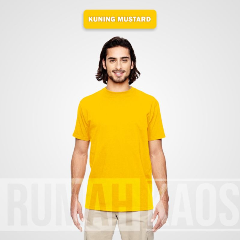 KAOS POLOS (SOFT COLOR) 100% COTTON COMBED 30s ONECK/BAJU POLOS PREMIUM-KUNING KUNYIT