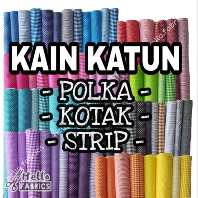 Kain katun meteran motif polka polkadot strip garis kotak